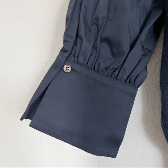 Adeam Womens Off Shoulder Smocking Sweater Navy Blue Cotton Size Extra Small - Picture 8 of 13